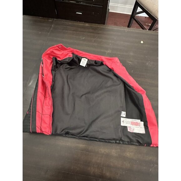 Disney x Marvel Spiderman Toddler Kids Size 7/8 Moto Jacket Red Black Full Zip - Picture 3 of 5